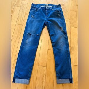 HUDSON | Distressed Straight Leg Cuffed Denim Jeans
